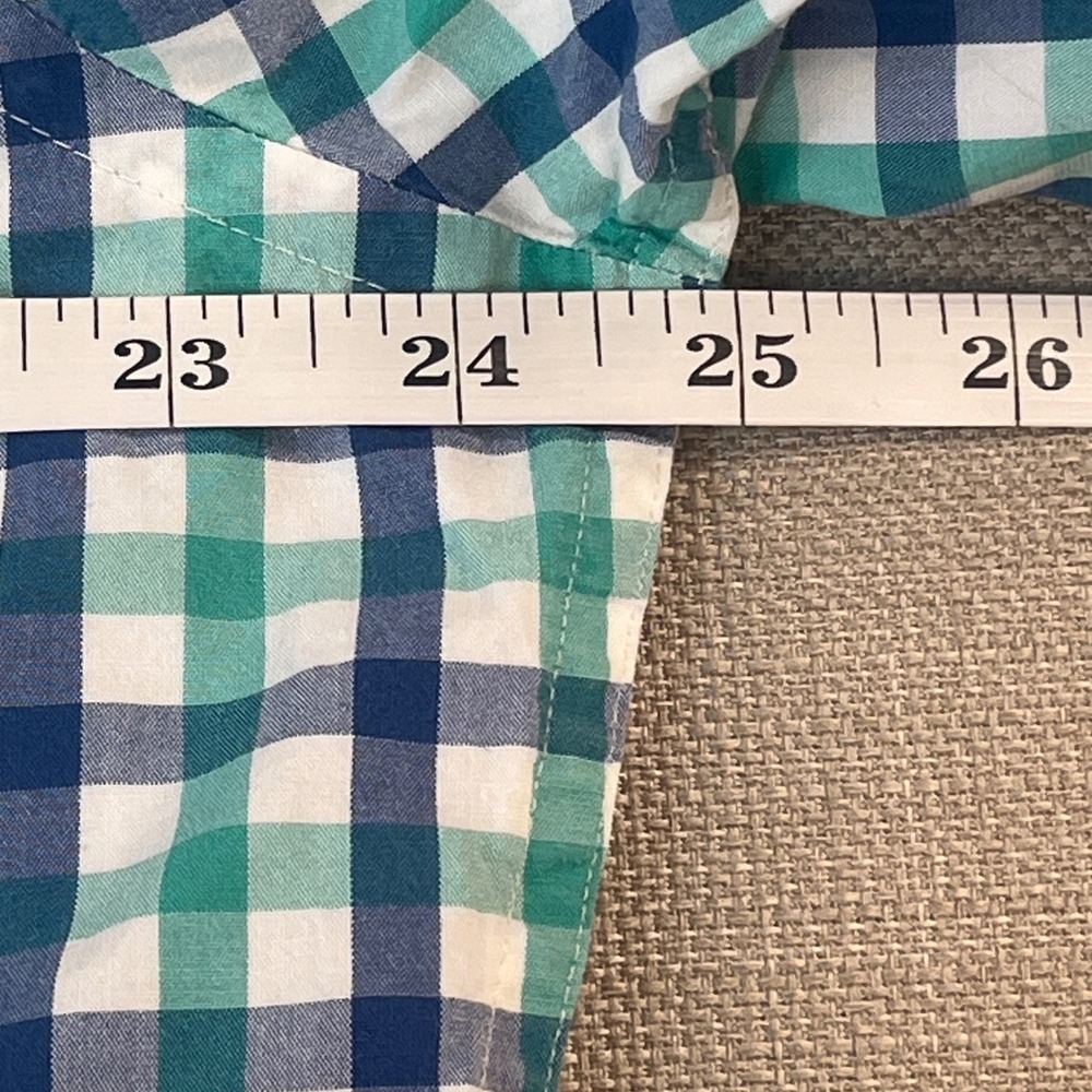Southern Tide Button Down Shirt Men Large Blue Teal Gingham Long Sleeve Stretch - Picture 6 of 8